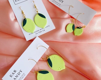 MADE TO ORDER polymer clay lime dangles / green / fruit earrings / summer accessories / gift for her / birthday present / happy birthday