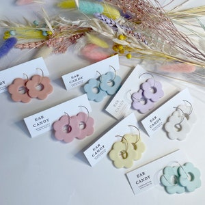 MADE TO ORDER polymer clay large pastel flower dangles / statement jewellery / funky