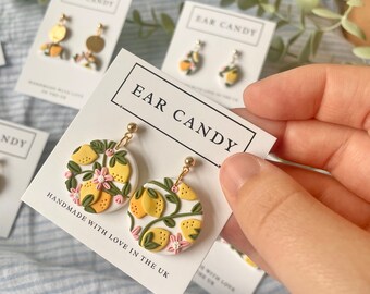 Polymer clay earrings / lemon jewellery / summer accessories / fashion accessory / gift for her / present for girlfriend / get well soon