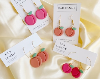 MADE TO ORDER peach dangle earrings / statement jewellery / handmade / hoops / hooks / gift for her / summer accessories / bold