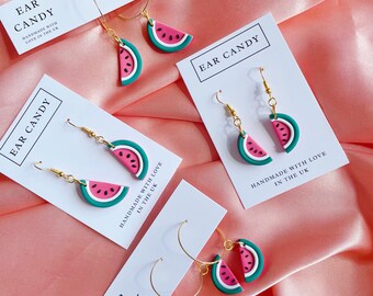 MADE TO ORDER polymer clay watermelon dangles / summer accessories / handmade jewellery / handcrafted jewelry / gift for her