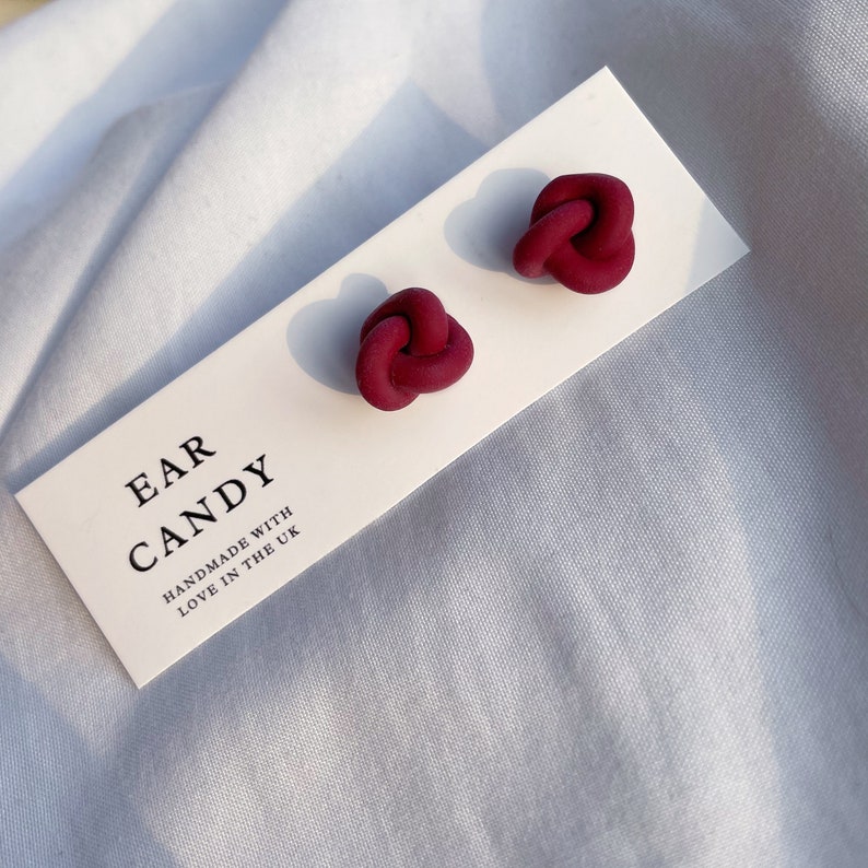 Polymer Clay Earrings / Knot Studs / Pastel Colour / Statement Etsy UK