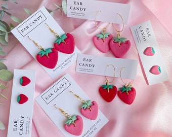 MADE TO ORDER polymer clay strawberry earrings / summer accessories / jewellery / jewelry / birthday gift / present / statement dangles