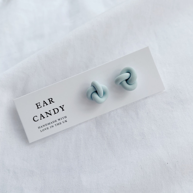 Polymer Clay Earrings / Knot Studs / Pastel Colour / Statement Etsy UK