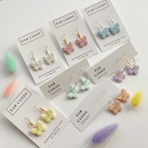MADE TO ORDER polymer clay speckled pastel butterfly earrings / statement dangles / spring vibes / rainbow lover