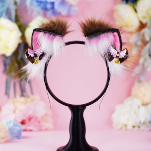 Realistic Brown cat Ears Faux Fur Ears  DreamEdge Cat Ears Headband Costume Cosplay Cat Ears Brown Ears Pet Play Cosutme Cat Ears Headband
