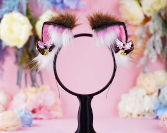 Realistic Brown cat Ears Faux Fur Ears  DreamEdge Cat Ears Headband Costume Cosplay Cat Ears Brown Ears Pet Play Cosutme Cat Ears Headband