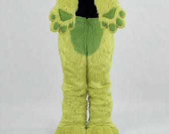 Fursuit Pants and Paws Set | Green Bunnie Plantigrade Cosplay Legs with Feetpaws for Cosplay Fursuiters, Lightweight Outdoor Feetpaws