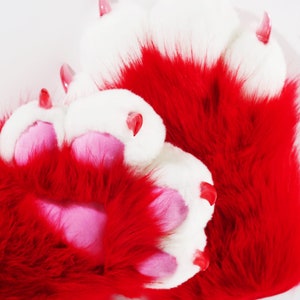 Paw Gloves, 4 finger paws, fursuit paws, furry faux fur paws, realistic fursuit hand cover, fursona cat fox wolf bear mittens squeakers