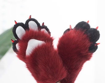 burgendy and black cat paws petplay dog cosplay