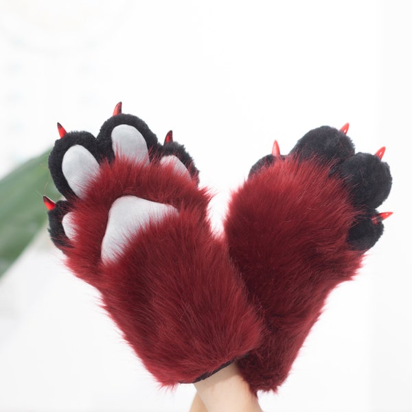 burgendy and black cat paws petplay dog cosplay