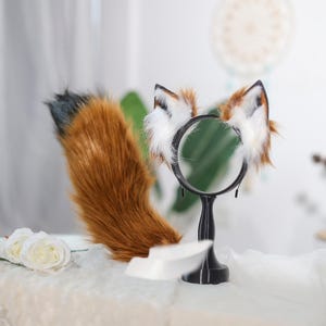 Yellow-brown Wolf Ear and Tail Set,realistic Faux Fur Fox Ear, Custom ...