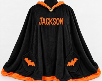 Personalised Cape With Name for Kids Trick or Treat Dress Up Costume for School Parties and Halloween Night
