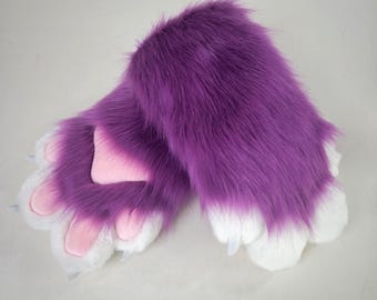Handmade Furry Paws | Fluffy Fursuit Partial Costume | Costume Gloves for Cosplay and Themed Events | Halloween gift for furry