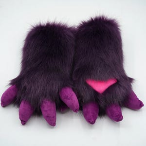Dragon Fursuit Handpaws | Faux Fur Animal Costume Gloves | Furry Fandom Cosplay Accessories for Conventions