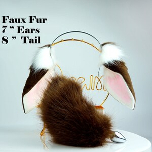 Dark Brown Lop Ears and Tail Set Bunny Tail and Ear Anime Cosplay Rabbit Ear Bunny Cosplay Lolita Christmas Gift DDLG bunny Ear Headband