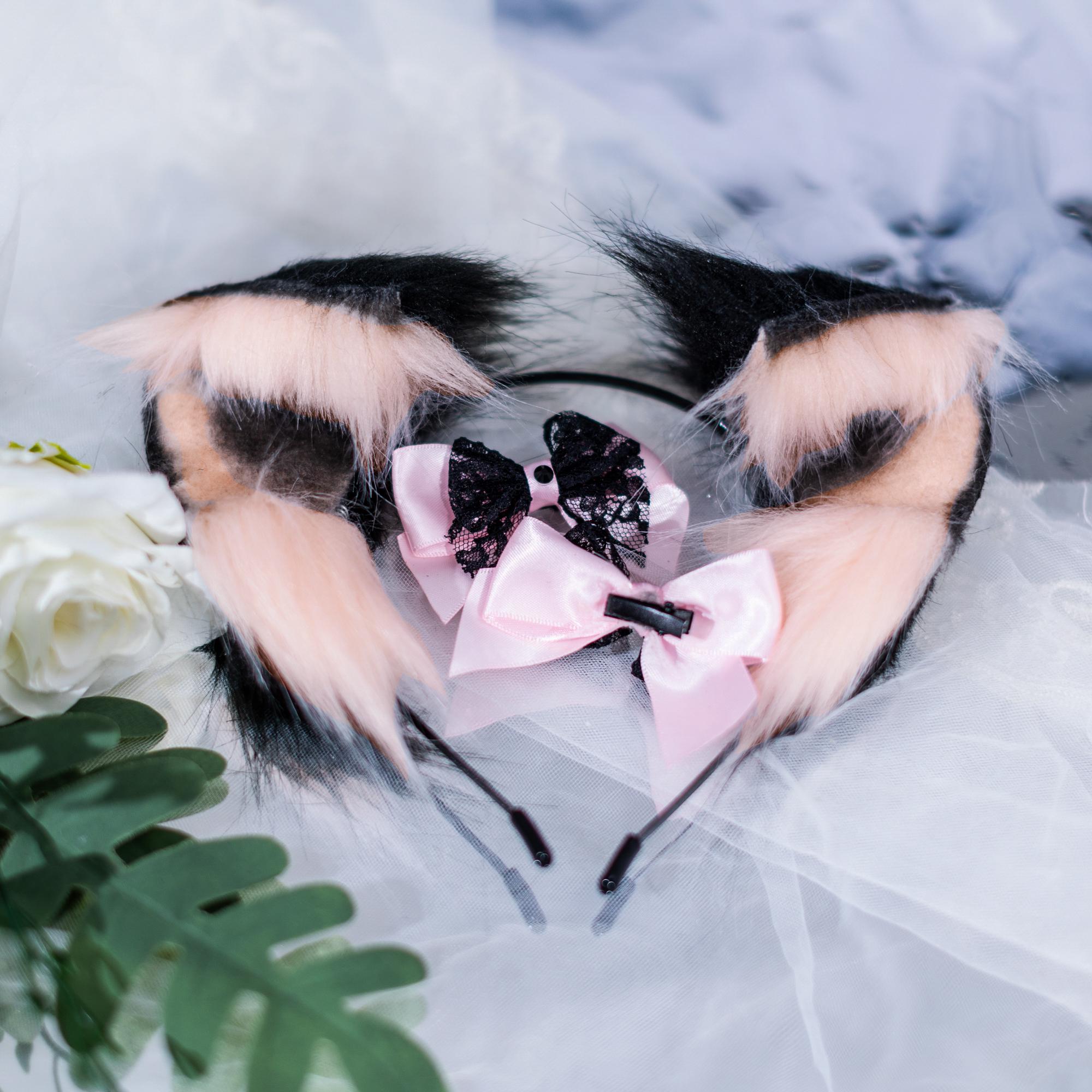 Cerchietto Con Orecchie Da Gatto In Pizzo - Set Da 3 Pezzi - Accessorio Sexy Per Feste E Cosplay