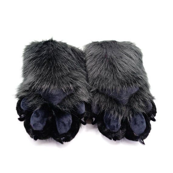 All black furry paws Halloween gift for furry cosplay gloves- Realistic Cat Puppy Wolf Tiger Fox Paws for Cosplay Furry Conventions
