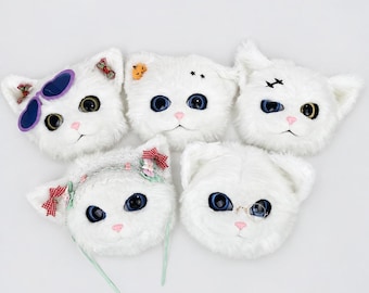 Personalized White Cat Fursuit Mask, Realistic Feline Furry Head, Custom Anthro Therian Cosplay Prop, Breathable Big-Head Comic-Con Costume