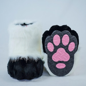 Fluffy Fursuit Feet Paws Animal Paws , White Furry Shoes, Costume Accessories For Cosplay Halloween Christmas Fursona Animal-Themed Events