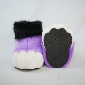 Fursuit Feet Paws Animal Paws, Black and Purple and White, Furry shoes, Halloween Christmas costume accessories Petplay Animal-Themed Events
