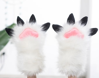 Patas de dragón con dedos blancos y negros, accesorios para fiestas con temática de bosque, regalos para fanáticos peludos y patas de disfraz de furry personalizadas, criatura de fantasía, reptil, cosplay