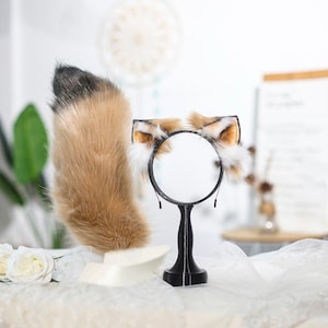 Brown Cat Ears and Tail Suit, Custom Furry Cat Cosplay Set for Conventions and Halloween, Animal Costume Accessory, Pet Play, Kitty ear&tail