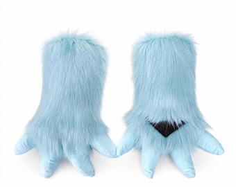 Blue Dragon Fursuit Paws | Fantasy Beast Cosplay Gloves for Adults | Furry Convention Gear | 3D Soft Plush Claws
