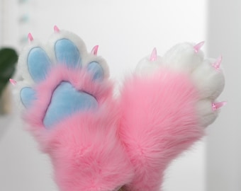 fusuit paws for furryfandom puppy fox cat paws furry gloves, puffy paws, furry convention halloween cosplay accessories