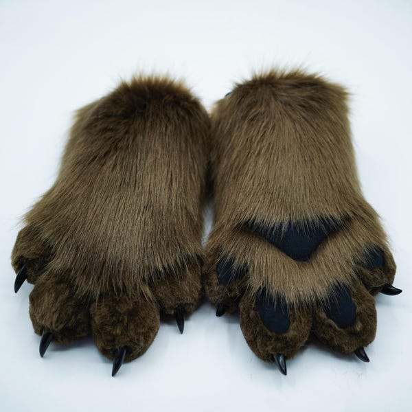 Customizable Fursuit Furry Deep Color Paws | Fluffy Soft Plus 4-Finger Gloves Unique Costume Accessories for Cosplay and Themed Events