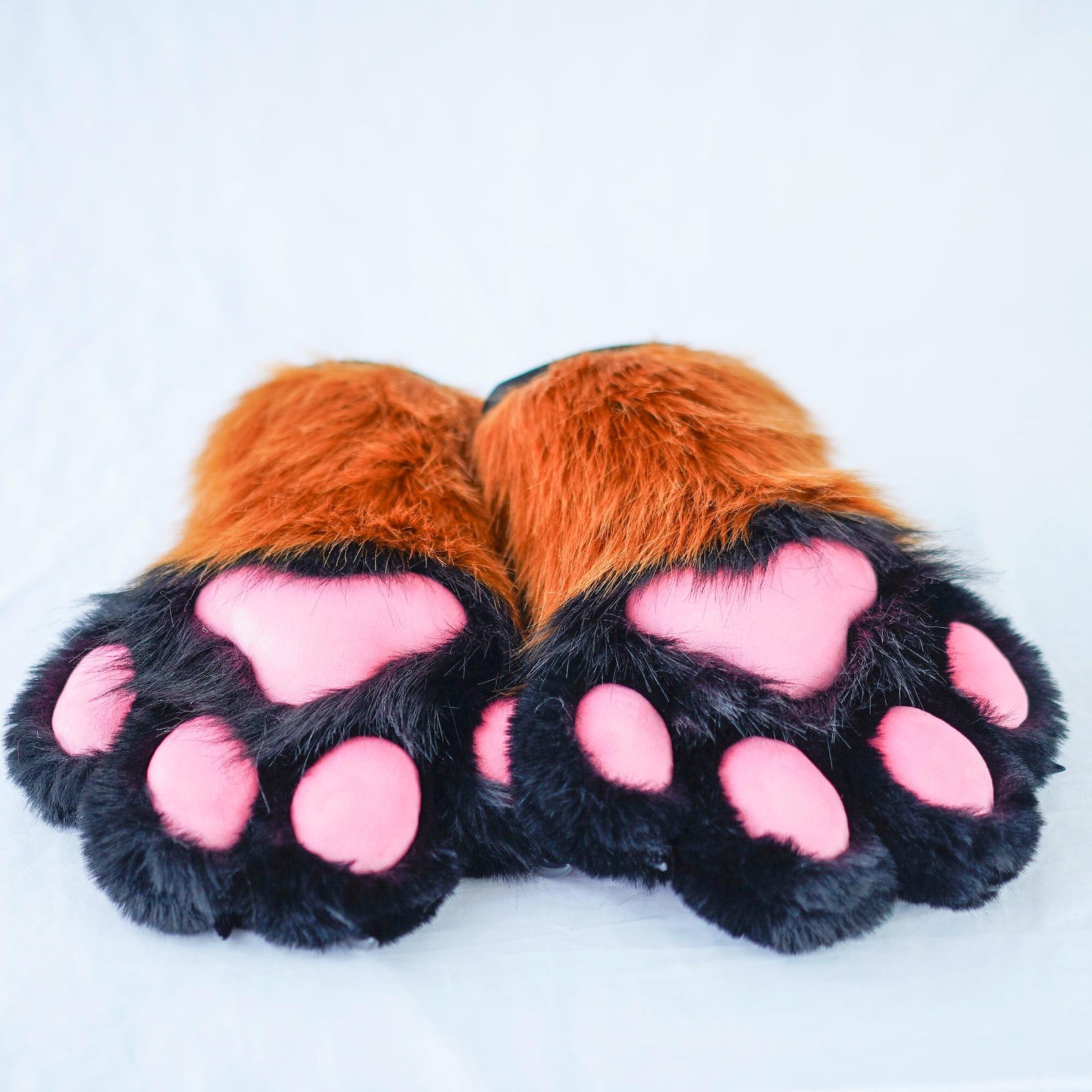 Puffy Paws Black & Brown Faux Fur Fursuit Costume Cosplay Soft Paws ...