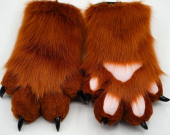 Roleplaying Fursuit Paws - Trwałe sztuczne futrzane dłonie na LARP-y, spotkania Furry i zanurzenie się w postaci