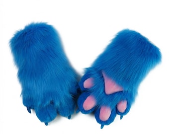 Blue Alien Fursuit Handpaws, Kawaii Space Creature Paws, Blue Furry Gloves, Cosplay Costume Hand Paws, Cute Furry Convention Accessory