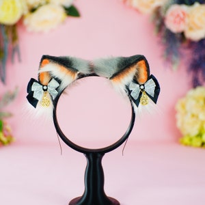 Grey Fox Ears Faux Fur Ears Kitsune Ears Headband Costume Cosplay Cat Ears Grey Ears Pet Play Cosutme Cat Ears Headband  DreamedgeDesign