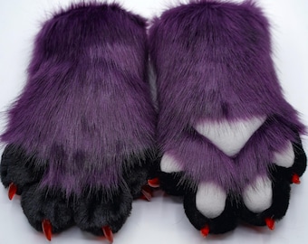 Anthro Costume Paws - Profesjonalne sztuczne futrzane dłonie do portretowania postaci, wydarzeń futrzanych i konkursów cosplay