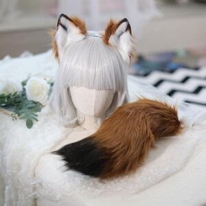 Yellow-brown Wolf Ear and Tail Set,realistic Faux Fur Fox Ear, Custom ...