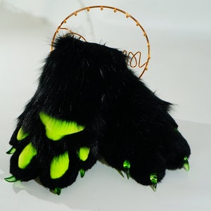 Black green paws, furry gift, tiger paws, kemono paws custom, pet play, cosplay gloves, fox paws, wolf paws, furry, cat paws, puppy paws