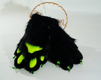 Black green paws, furry gift, tiger paws, kemono paws custom, pet play, cosplay gloves, fox paws, wolf paws, furry, cat paws, puppy paws