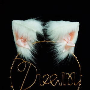 White Cat ears Kitty kitten Cosplay Anime Headwear  White Cat ears Kitty kitten Cosplay Anime Headwear Long Furry Natural Simulation