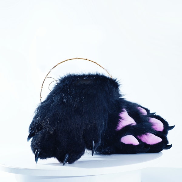black puppy paws with Pink meat pad, furry gloves, cosplay gloves, cat paws, puppy paws, wolf paws, tiger paws, fox paws, pet play, furry