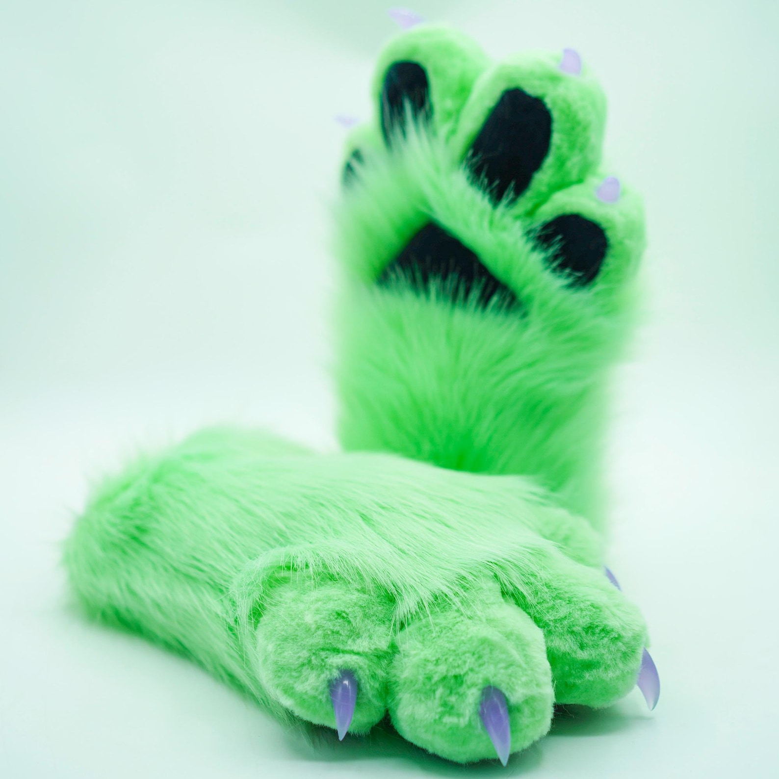 Green Furry Paws With Black Pad | Fluffy Fursuit Partial Costume ...