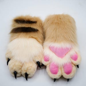 Kigurumi Fursuit Furry Brown Animal Paws Claws Nails Gloves Cosplay Costume Wearable Furry Animal Paw Cosplay Props