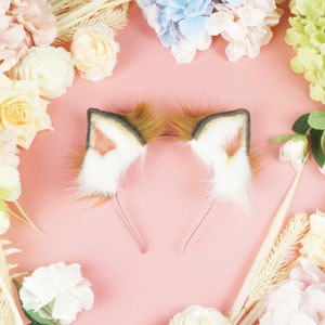 Blonde Neko Ears, Blonde and White Cat Ears ,  Cosplay Ears Faux Fur, Halloween costume ears