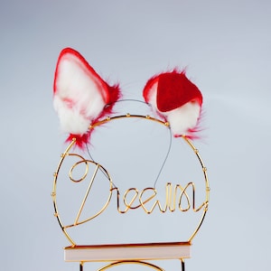 Red shepherd ear and tail set faux fur ear puppy tail and ear set anime cosplay petplay fox ear and tail   set kittenplay cosplay