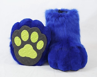 Fursuit Outdoor Feetpaws | Faux Fur Cosplay Feet | Furry Convention Gear | Akcesoria do kostiumów LARP