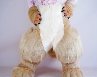 Convention fursuit-broek - lichtgewicht broek van imitatiebont voor zomerevenementen, harige bijeenkomsten en personageprestaties, camel gedeeltelijk fursuit