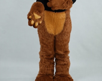Cosplay Fursuit Legs and Paws | Brown Animatronic Bear Partial Costume with Tail Feetpaws | Comic Con Halloween Gamer Outfit