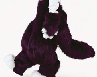 Deep Purple Fursuit Pants | Plum & White Plantigrade Leggings with Paws and Tail | Faux Fur Animal Lower Body Set | Cosplay Costume