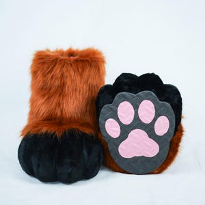 Fursuit Feet Paws Animal Paws,Brown and Black, Furry Convention shoes, Halloween Christmas costume accessories Petplay Animal-Themed Event