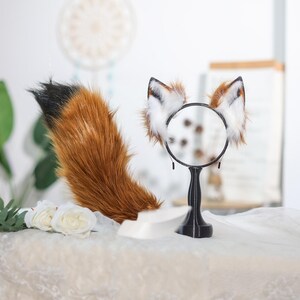 Yellow-brown Wolf Ear and Tail Set,realistic Faux Fur Fox Ear, Custom ...